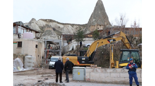 Kapadokya'daki otel yıkımına ara verildi