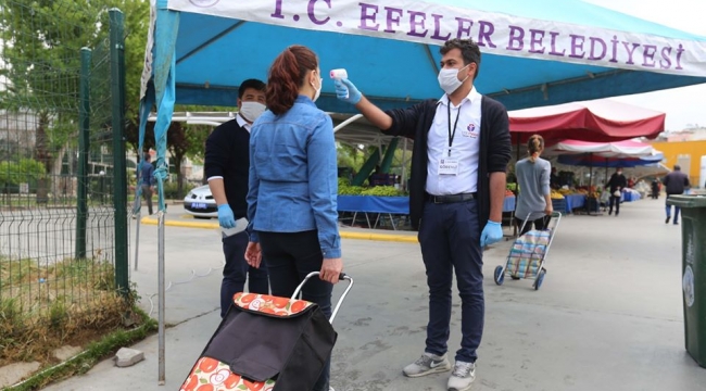 Efeler Belediyesinin pazar yerlerinde Koronavirüs tedbirleri Sürüyor