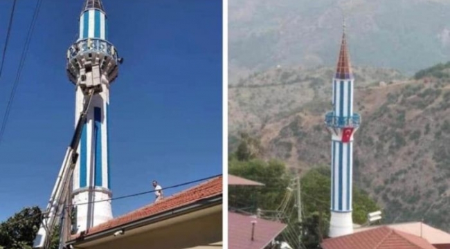 Cami minaresine Yunan benzetmesi...