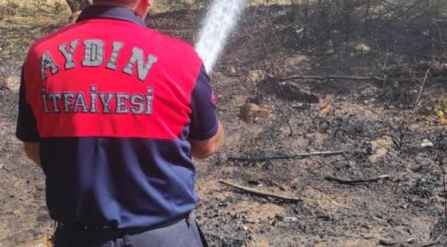  Karacasu’da evleri tehdit eden yangını Büyükşehir itfaiyesi söndürdü